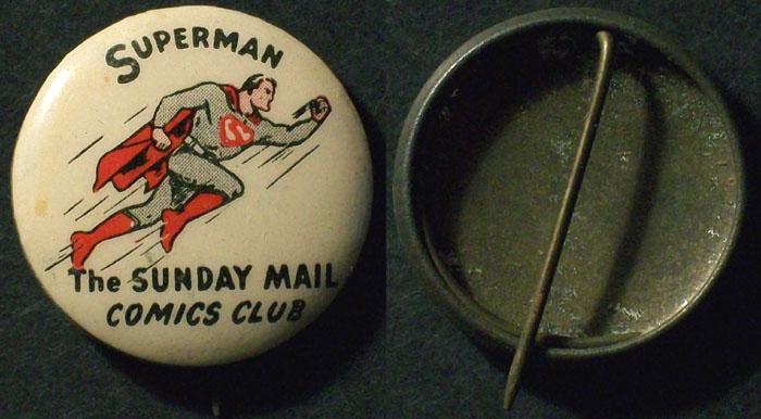 1940's Sunday Mail Comic Club Superman Badge A009900